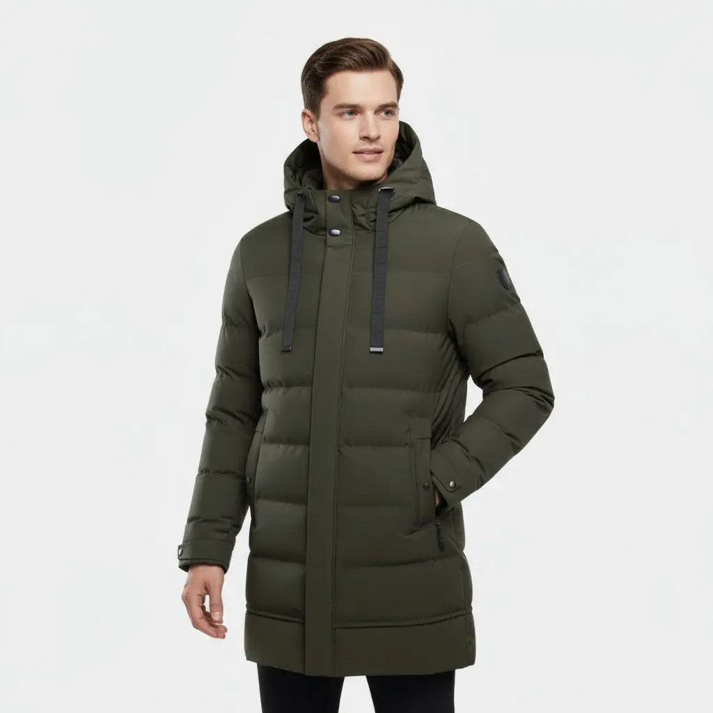 Men’s Long Puffer Parka – Insulated Winter Jacket with Hood Nuvella-Lane