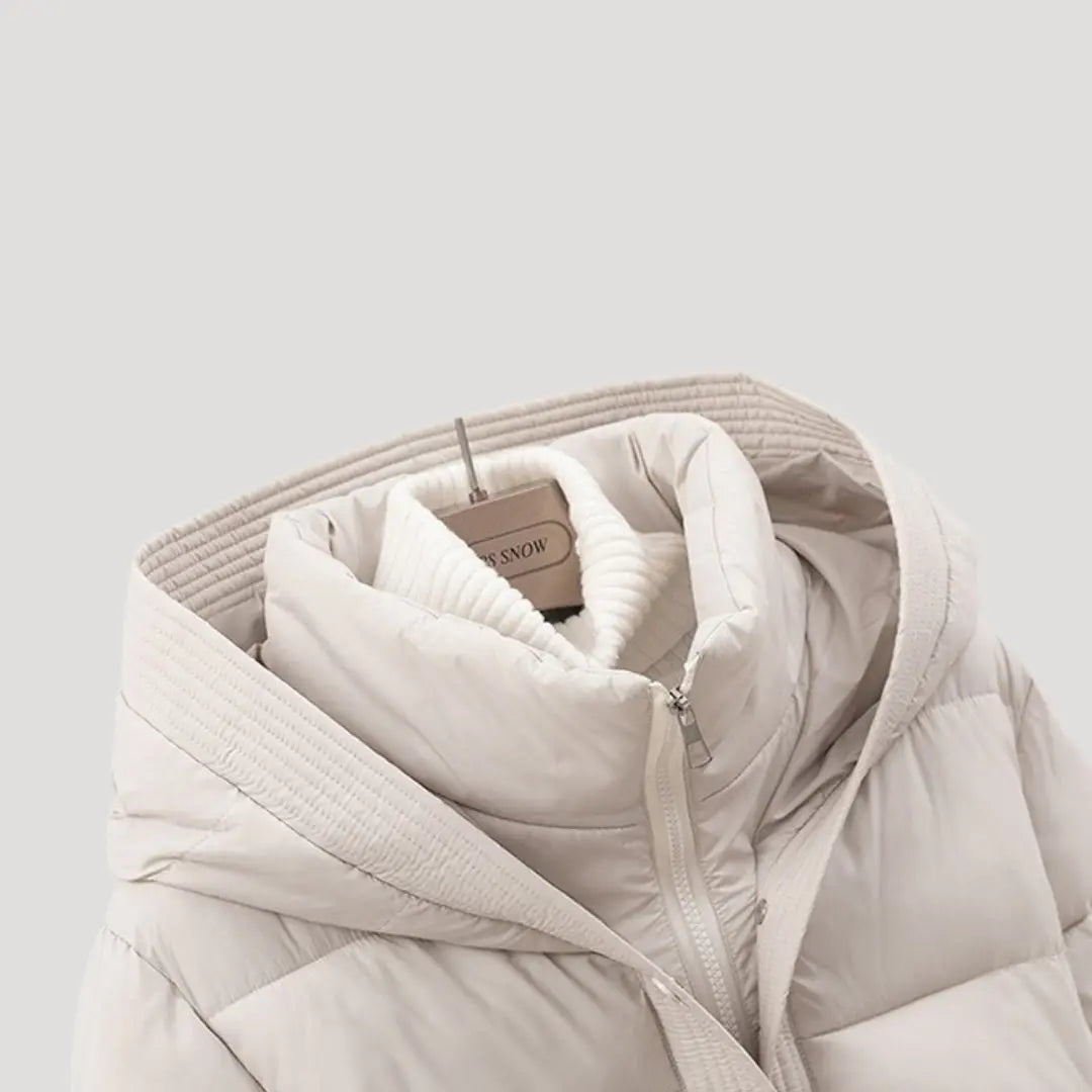 Women's Belted Hooded Puffer Jacket – Warm Winter Down Coat Nuvella-Lane