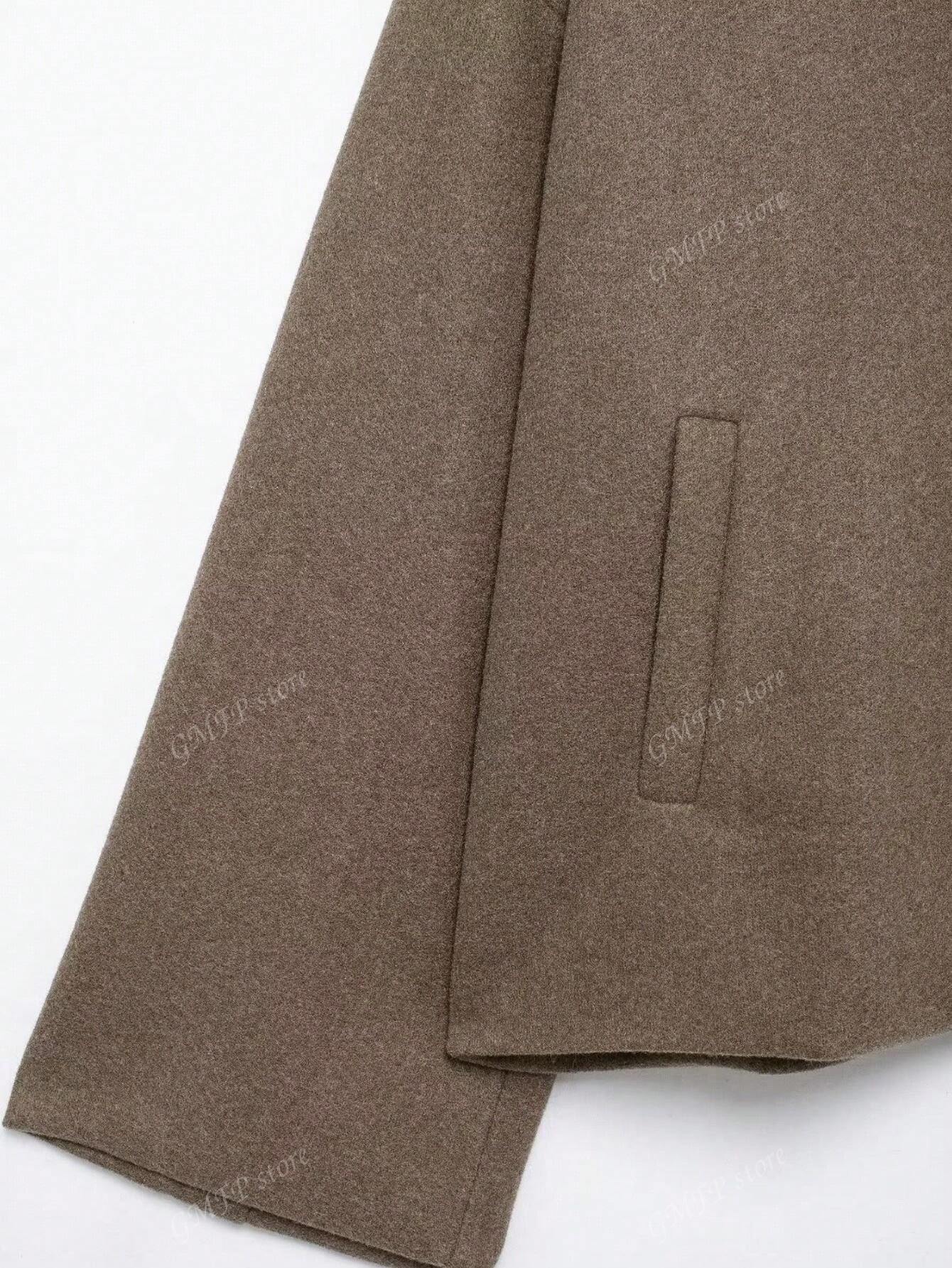 Women’s Oversized Button-Up Jacket with Collar – Casual Streetwear Coat