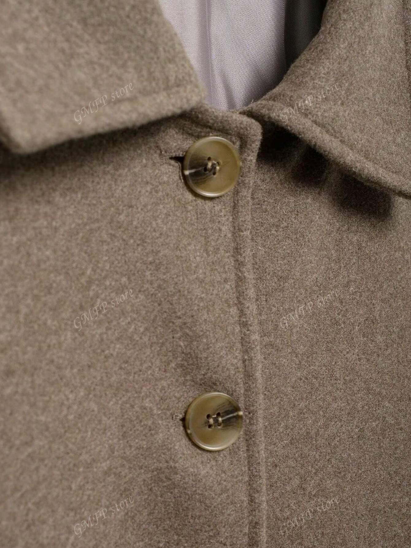 Women’s Oversized Button-Up Jacket with Collar – Casual Streetwear Coat