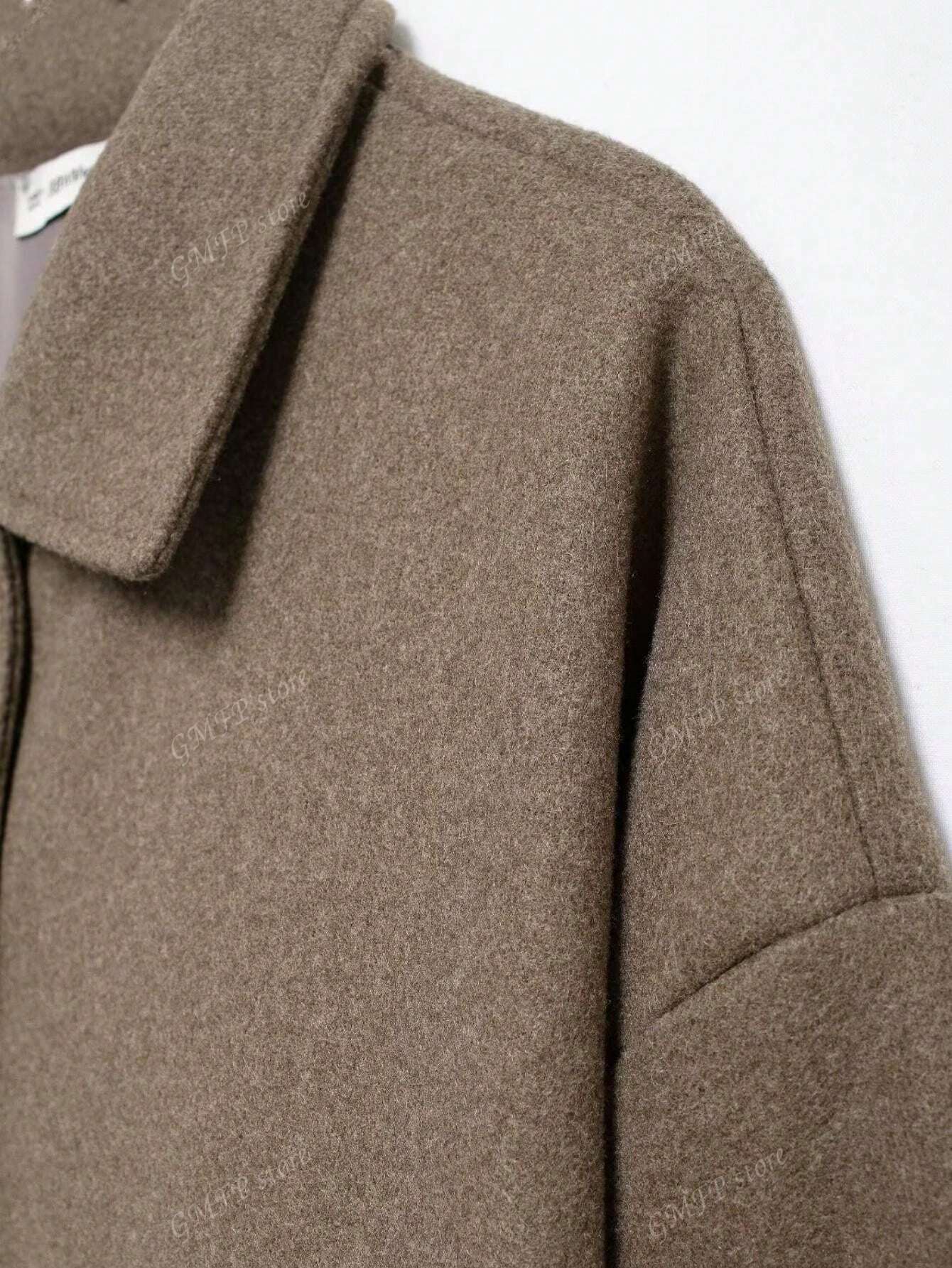 Women’s Oversized Button-Up Jacket with Collar – Casual Streetwear Coat