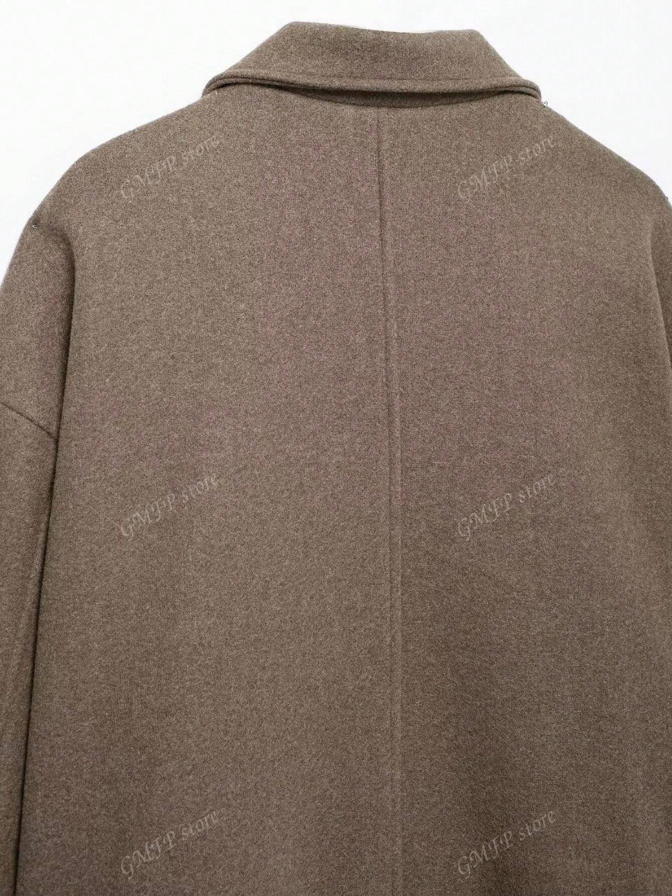 Women’s Oversized Button-Up Jacket with Collar – Casual Streetwear Coat