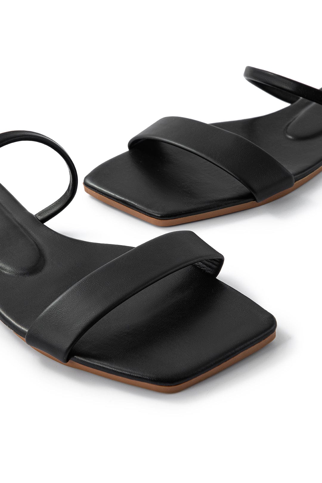 Women’s Black Slip-On Sandals – Minimalist Strappy Summer Slide
