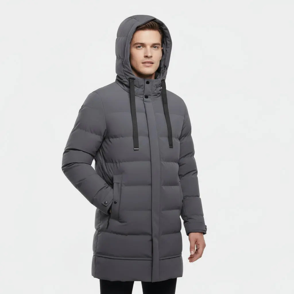 Men’s Long Puffer Parka – Insulated Winter Jacket with Hood Nuvella-Lane