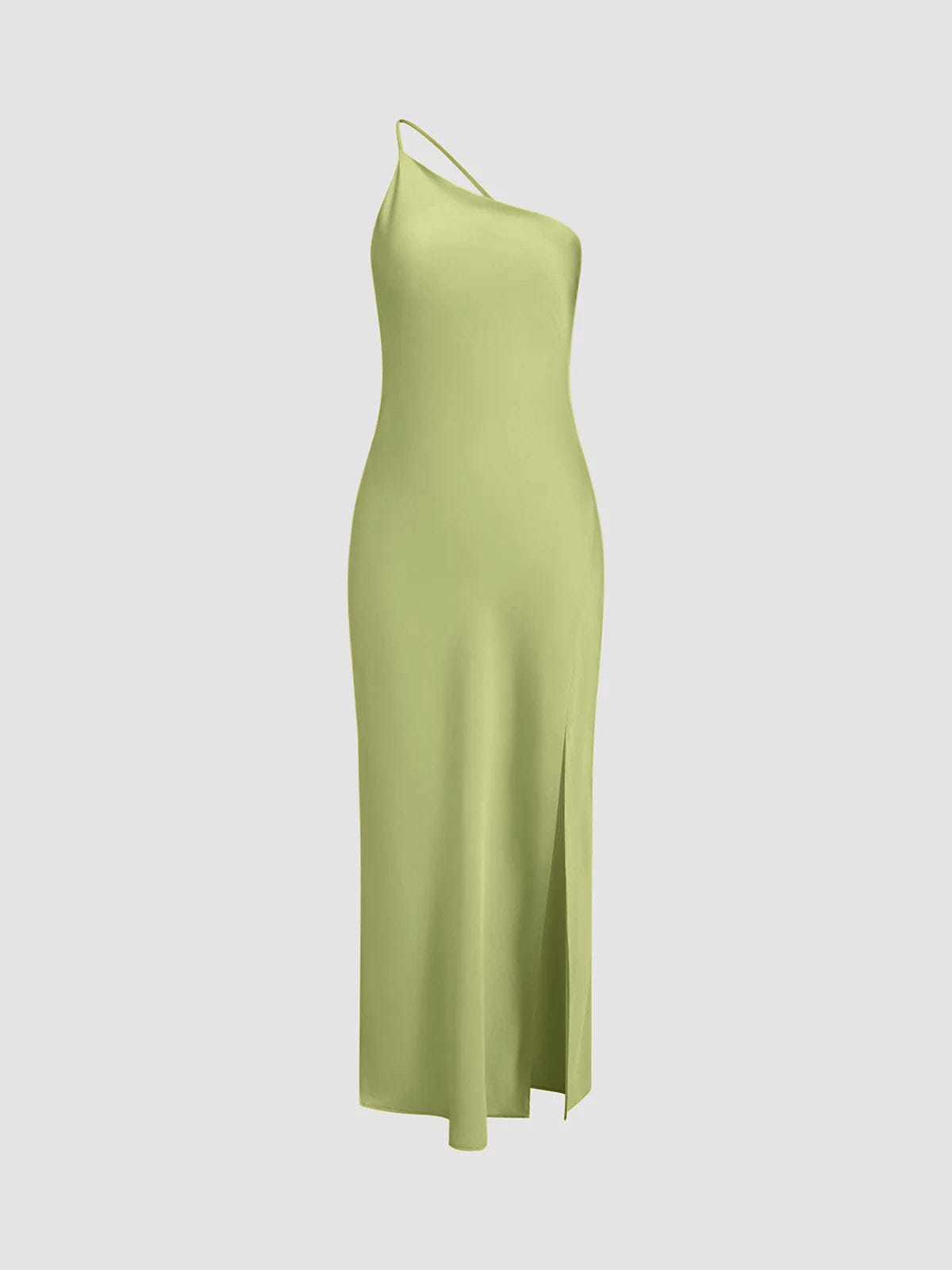 Women’s Satin Maxi Dress with Spaghetti Straps and Side Split