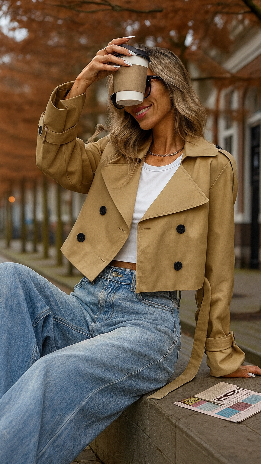 Beige Cropped Trenchcoat – Timeless & Trendy with an Urban Edge