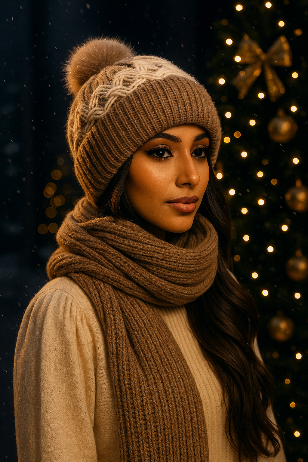 2-in-1 Knitted Winter Hat with Scarf for Women – Warm and Stylish Cold Weather Accessory