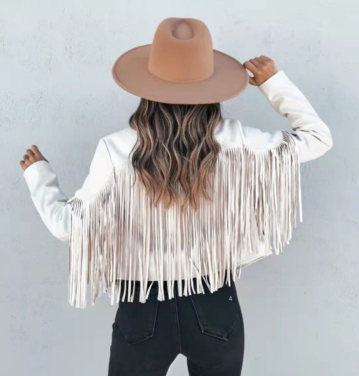 Women's Fringed Jacket - Cropped with Lapel Collar