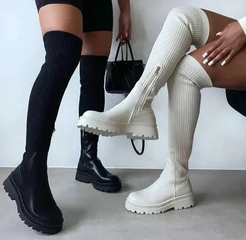 Women’s Knee-High Chunky Sole Boots – Modern Trendy Design