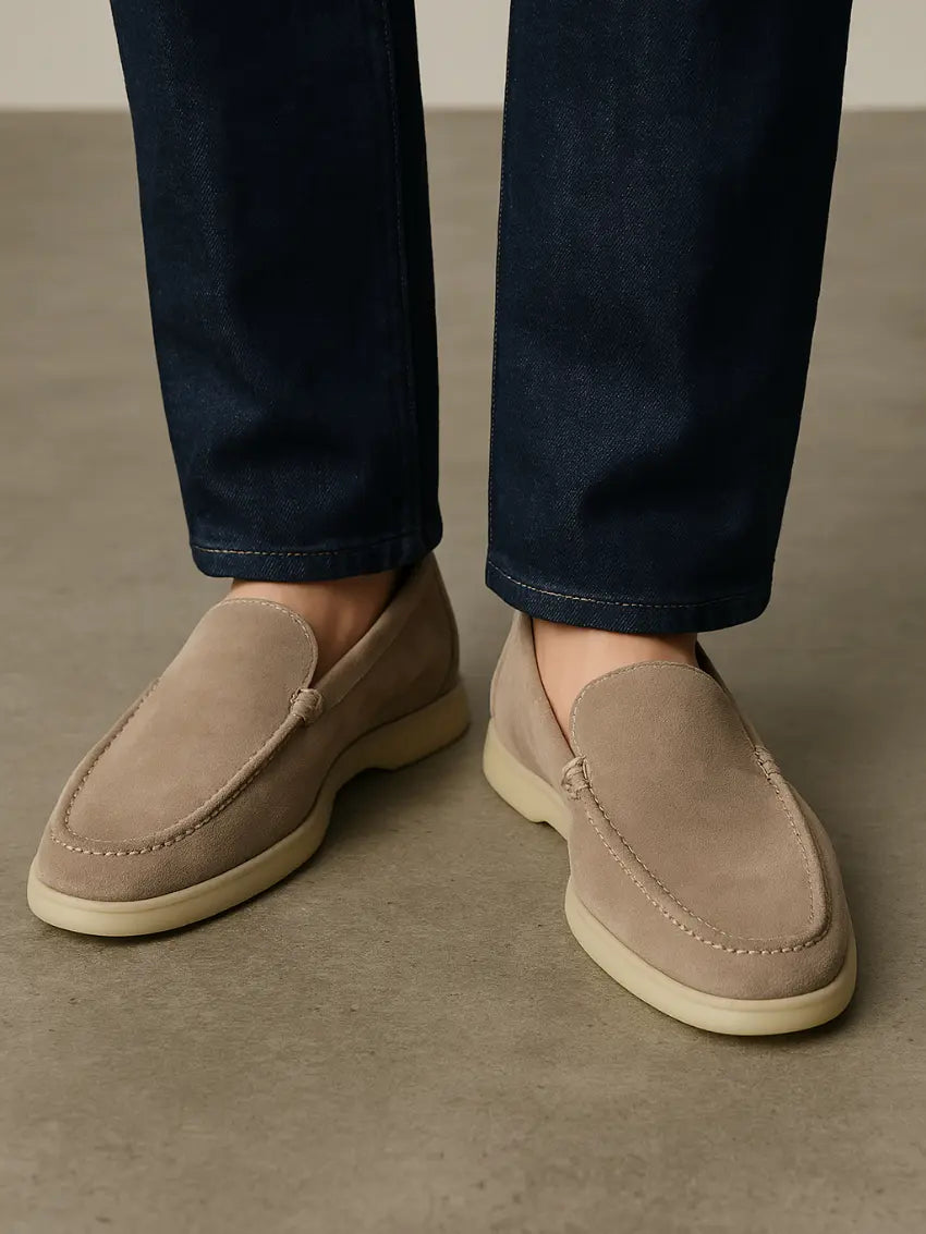 Loafer No.5 - Premium Apricot Suede Loafers for Men Nuvella-Lane