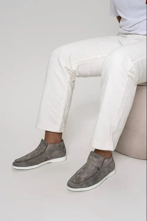 Loafer No.7 - Premium Grey Suede High-Cut Loafers for Men Nuvella-Lane