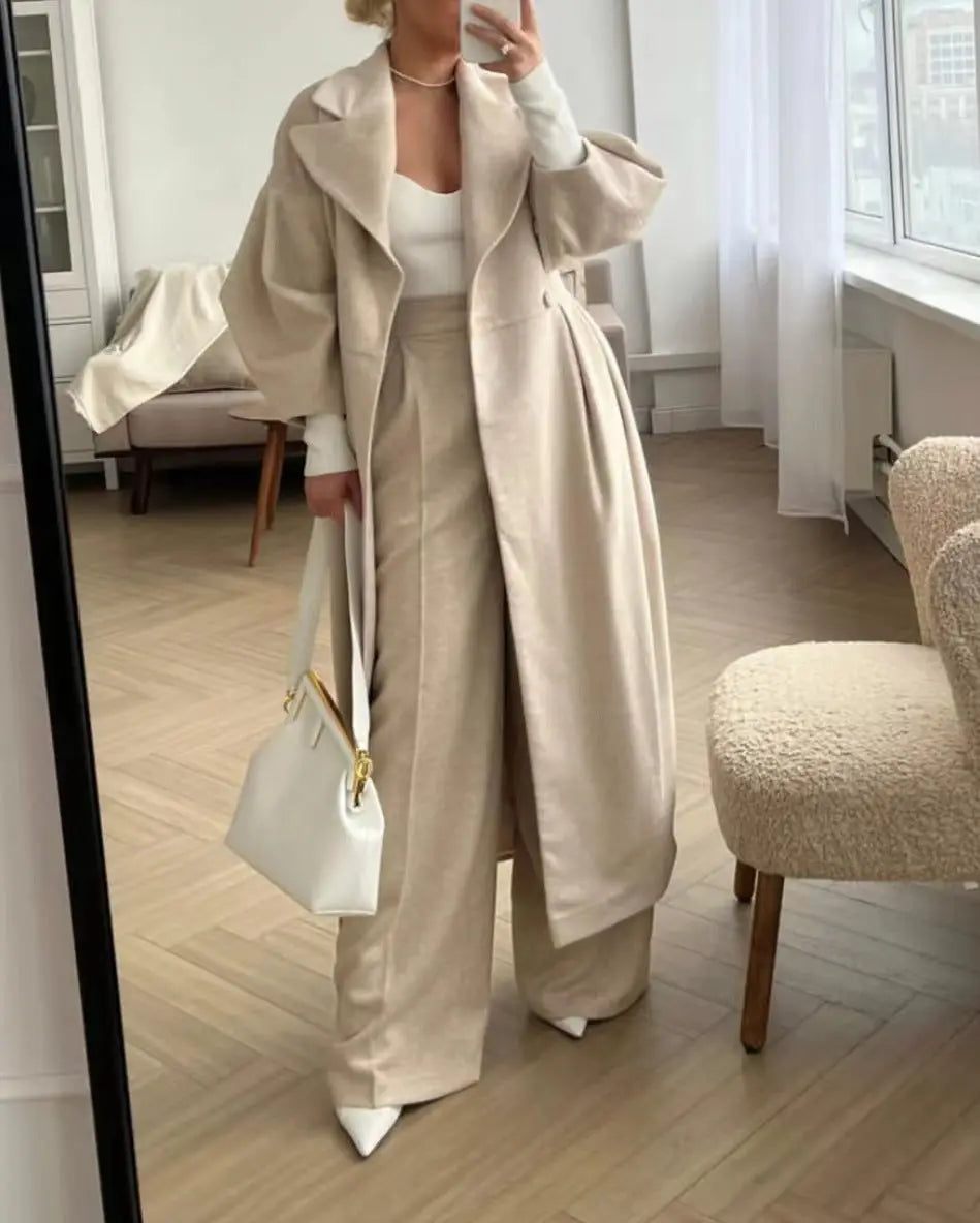 Women’s Long Belted Trench Coat – Oversized Fit
