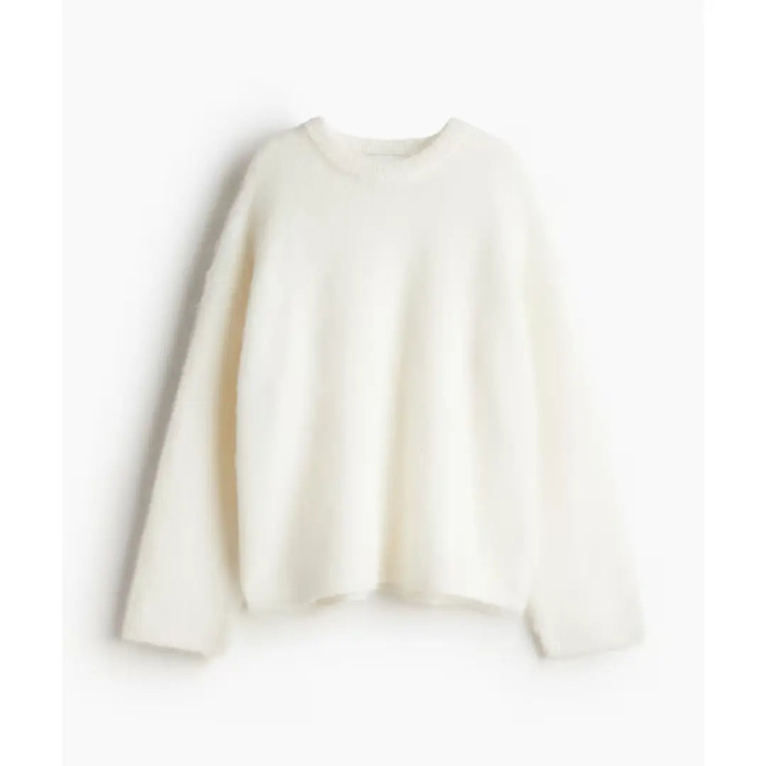 Women's Oversized Crew Neck Sweater – Minimalist Casual Knit Pullover