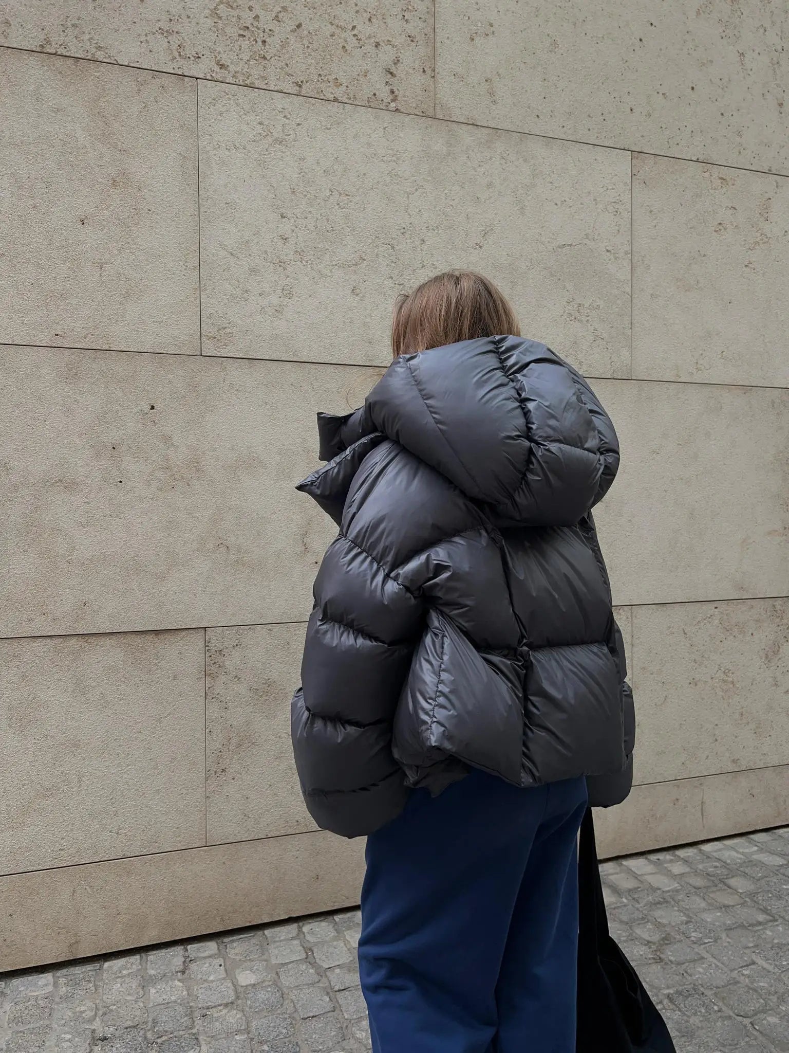 Women’s Oversized Puffer Jacket – High Collar Winter Coat