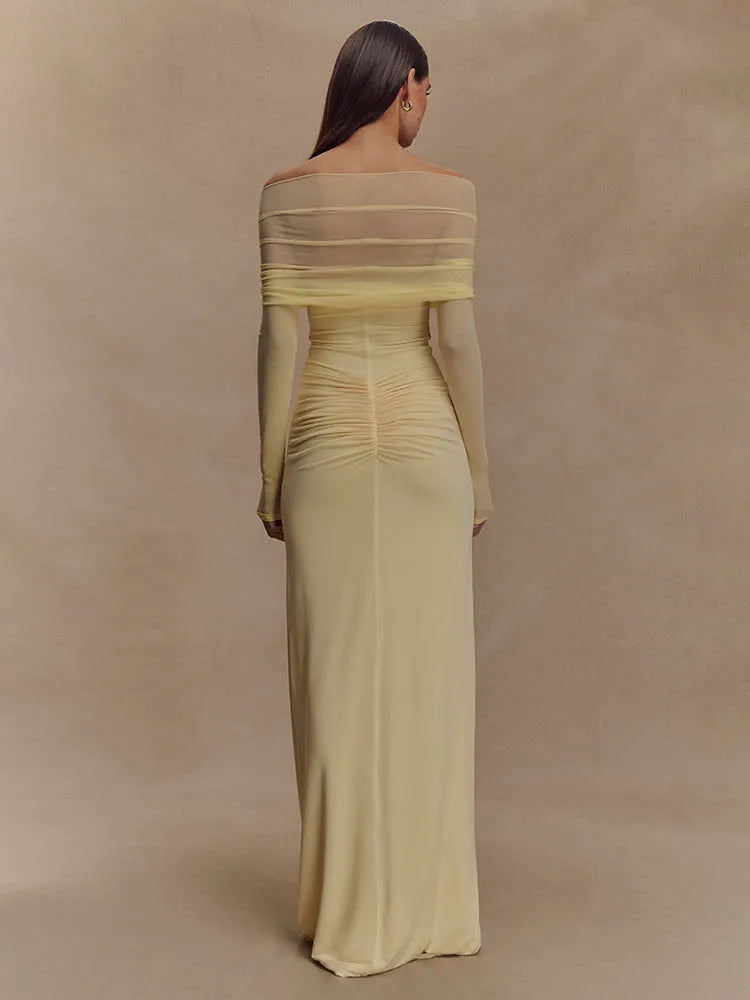 Off-Shoulder Cut-Out Evening Gown – Long Formal Dress for Women