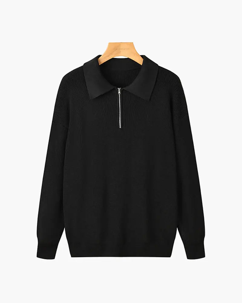 Oxford Half-Zip Knit Sweater – Minimal Premium Comfort Nuvella-Lane