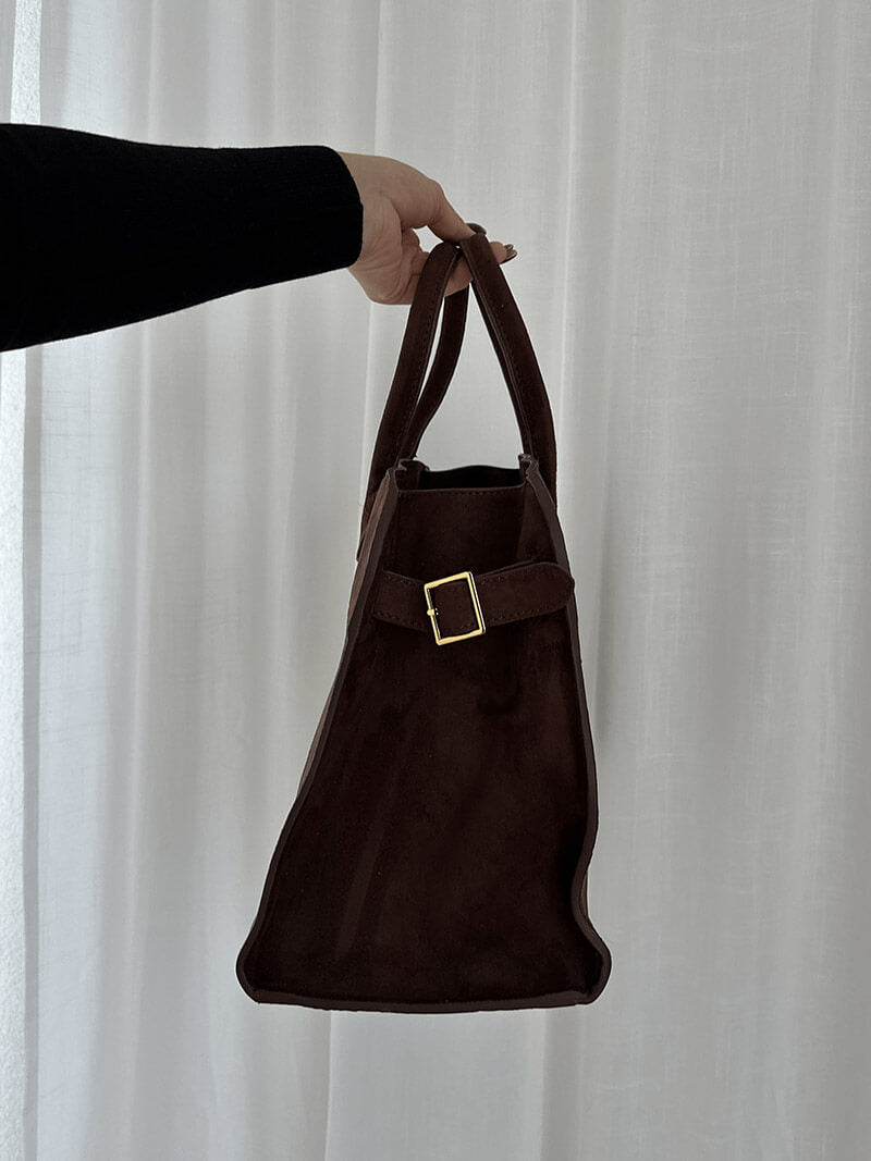 Brown Suede Tote Bag – Large Shoulder Handbag for Women
