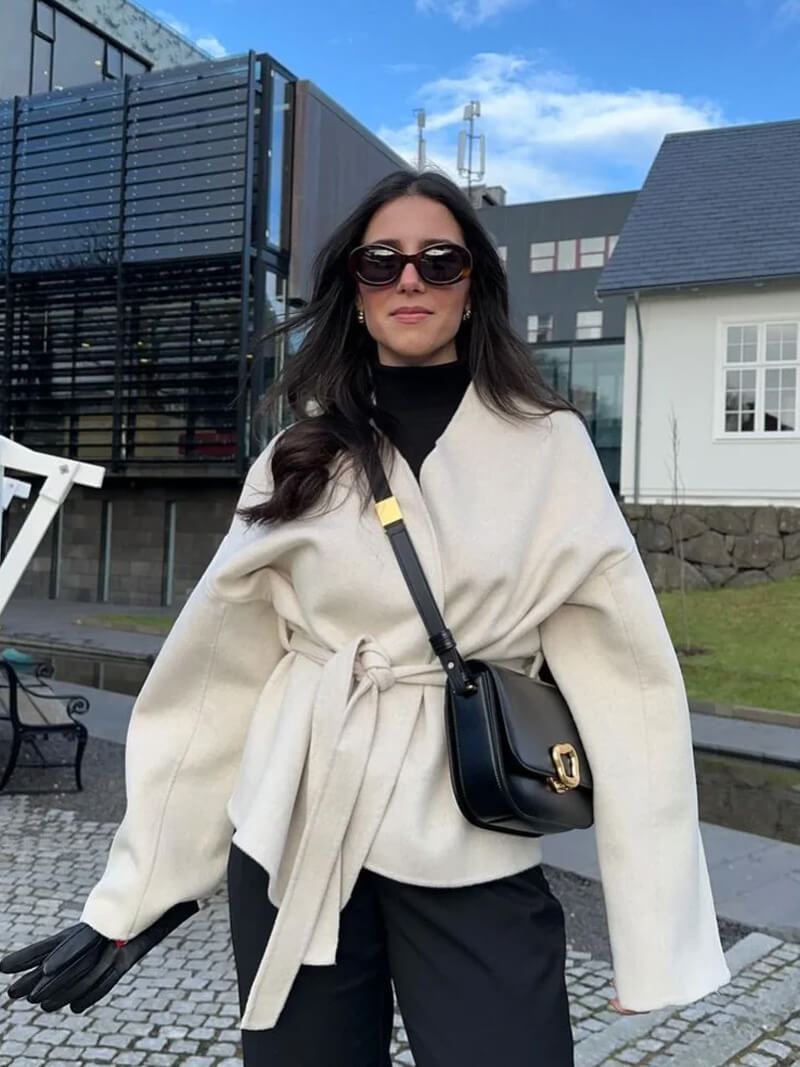 Women’s Belted Kimono Jacket – Elegant Lightweight Wrap Coat