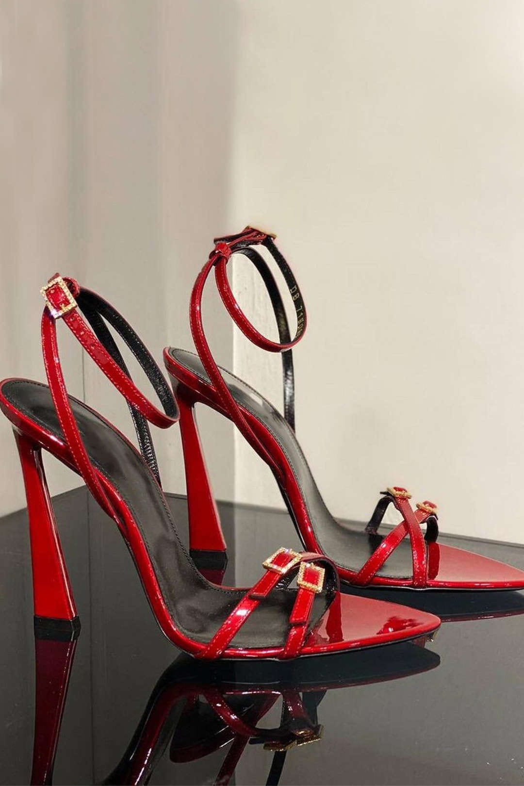 Women’s Red Strappy High Heel Sandals – Ankle Strap Party Heels