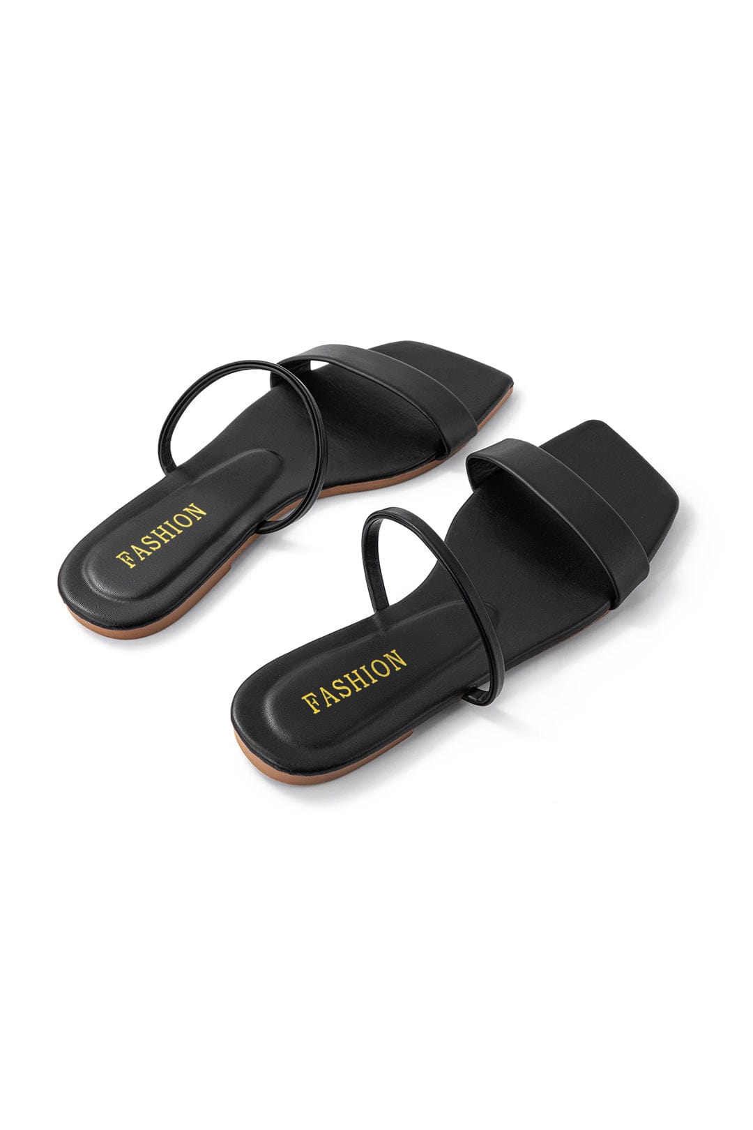 Women’s Black Slip-On Sandals – Minimalist Strappy Summer Slide