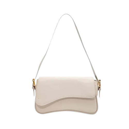 Brown Wave Flap Leather Shoulder Bag – Elegant Minimalist Design