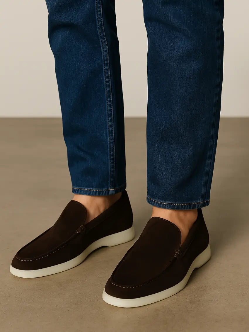 Loafer No.5 - Premium Dark Brown Suede Loafers for Men Nuvella-Lane