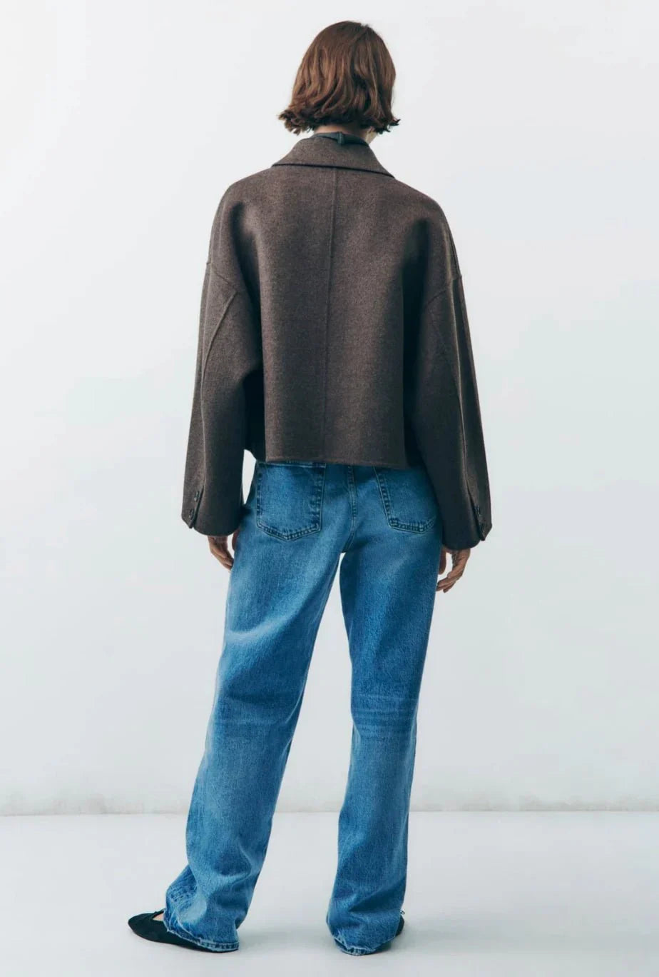 Women’s Button-Up Jacket with Collar – Casual Mid-Season Coat