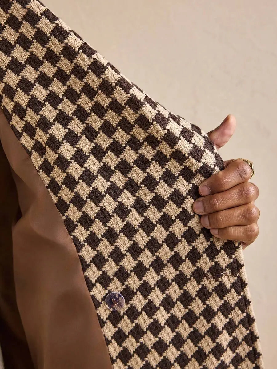 Men’s Vintage Checkered Wool Overcoat – Premium Long Winter Coat Nuvella-Lane