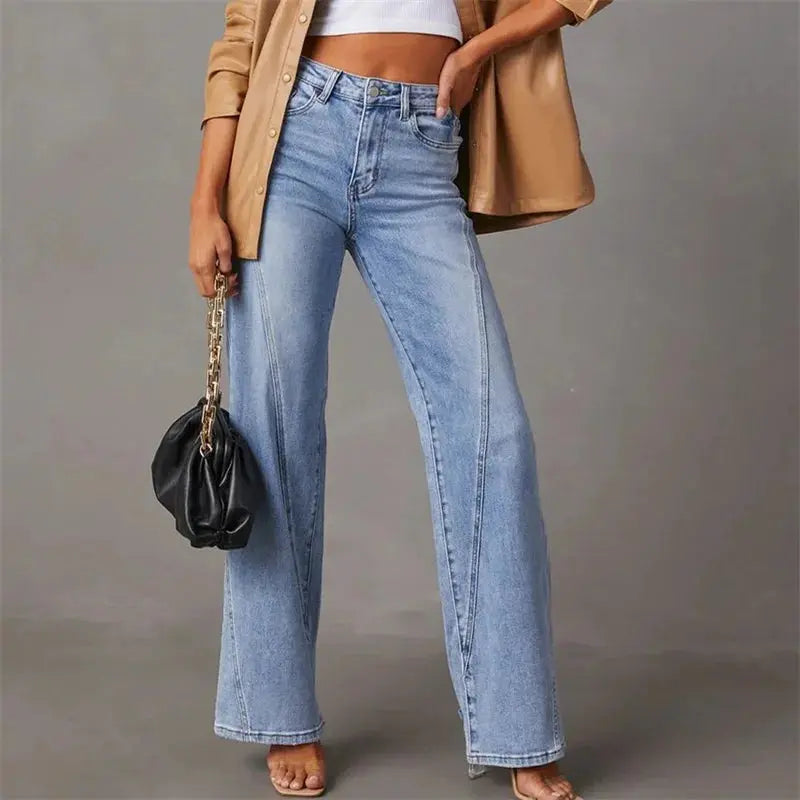 Women's High-Waisted Flared Jeans – Wide Leg Stretch Denim
