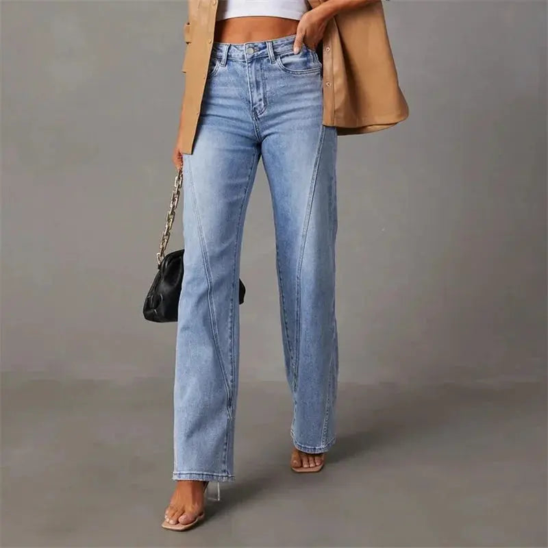 Women's High-Waisted Flared Jeans – Wide Leg Stretch Denim