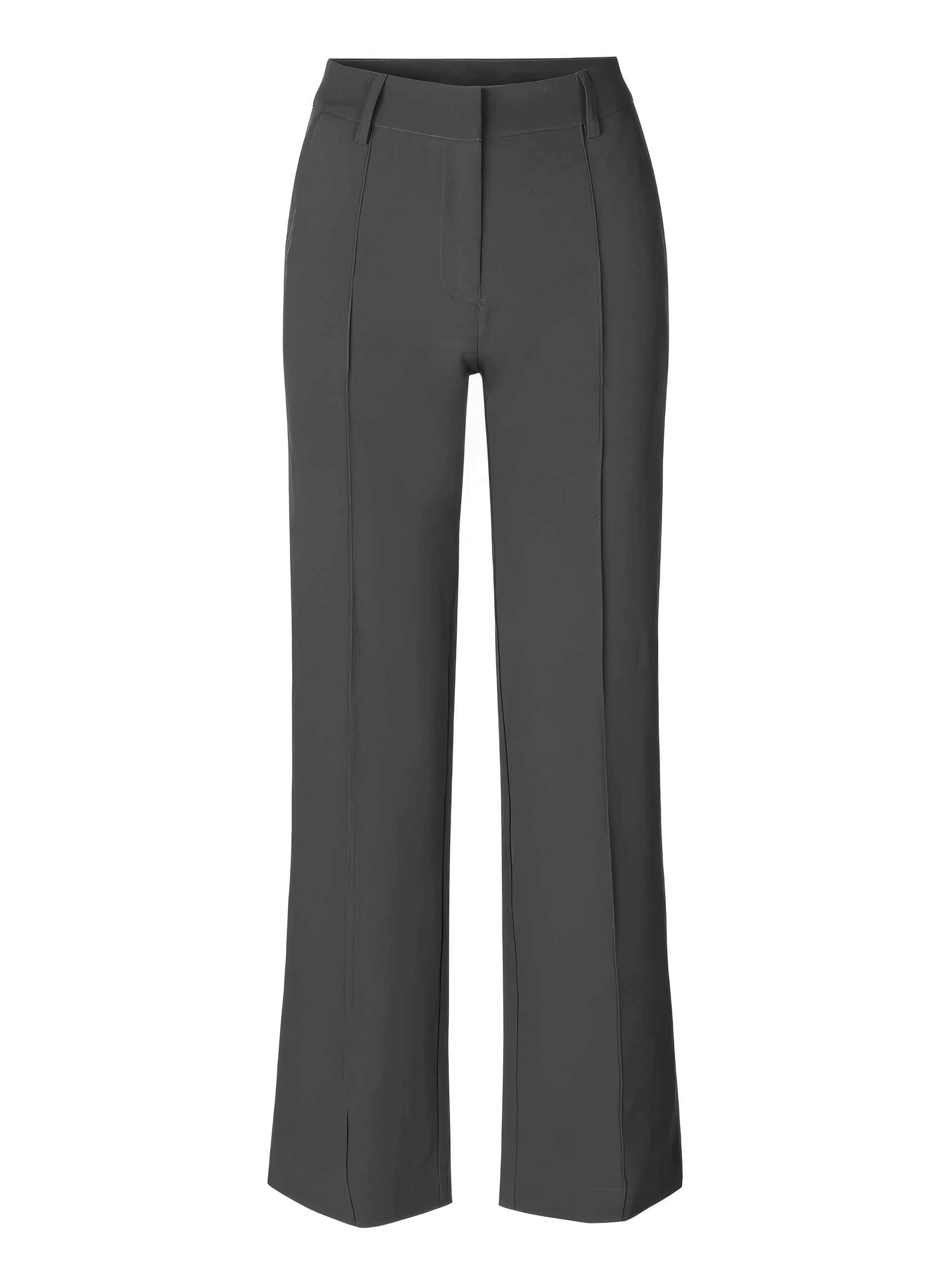 Women’s High-Waisted Wide-Leg Trousers – Dark Grey