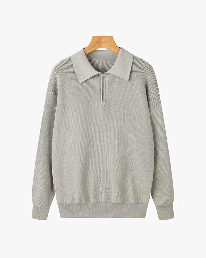 Oxford Half-Zip Knit Sweater – Minimal Premium Comfort Nuvella-Lane