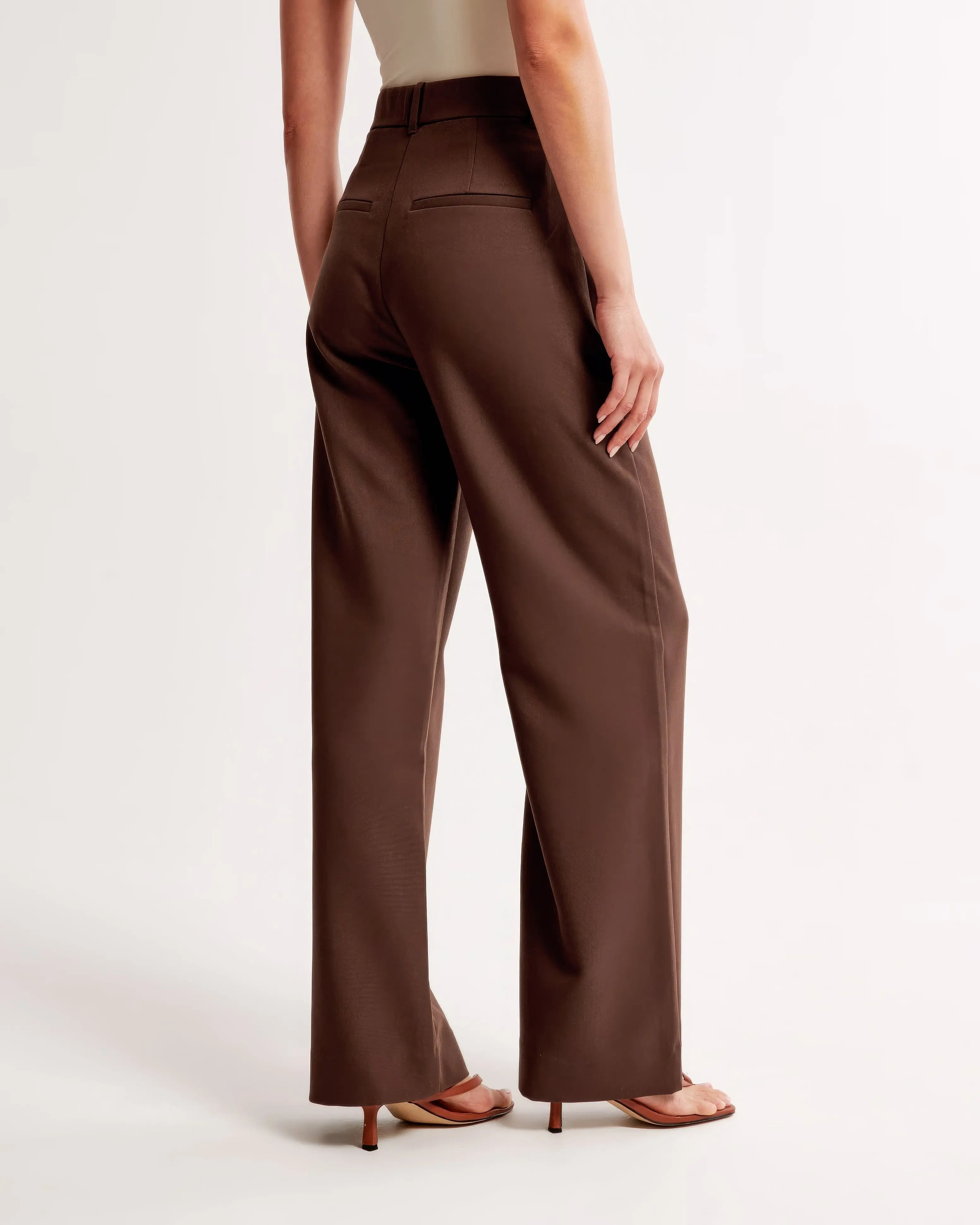 High-Waisted Wide Leg Beige Trousers for Women – Casual Chic