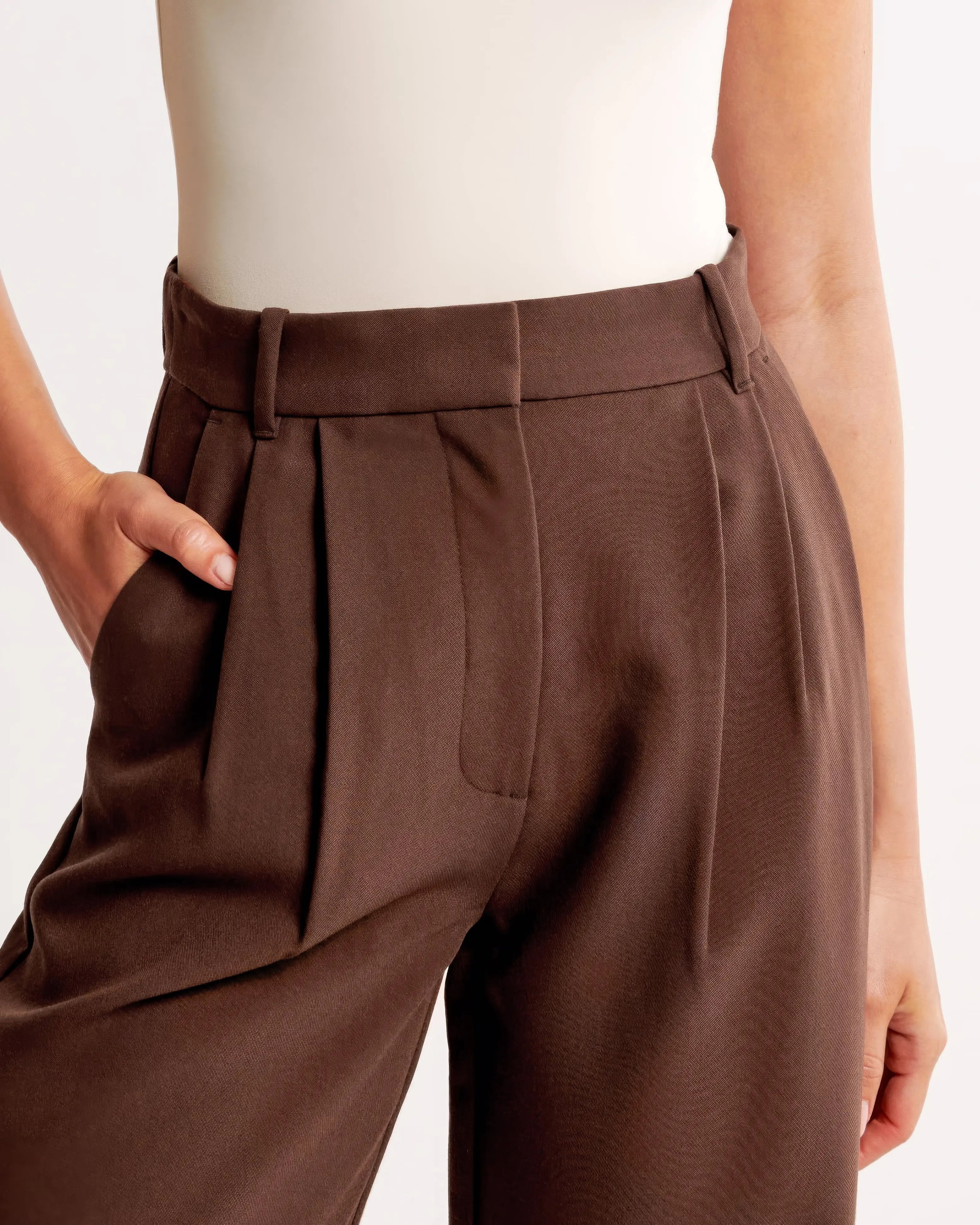 High-Waisted Wide Leg Beige Trousers for Women – Casual Chic