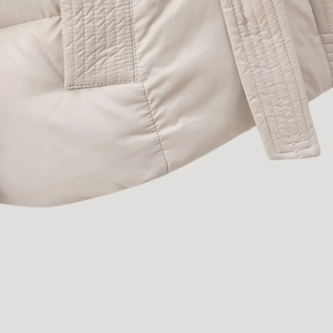 Women's Belted Hooded Puffer Jacket – Warm Winter Down Coat Nuvella-Lane