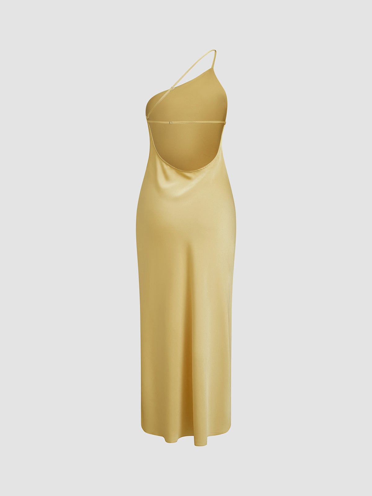 Women’s Satin Maxi Dress with Spaghetti Straps and Side Split