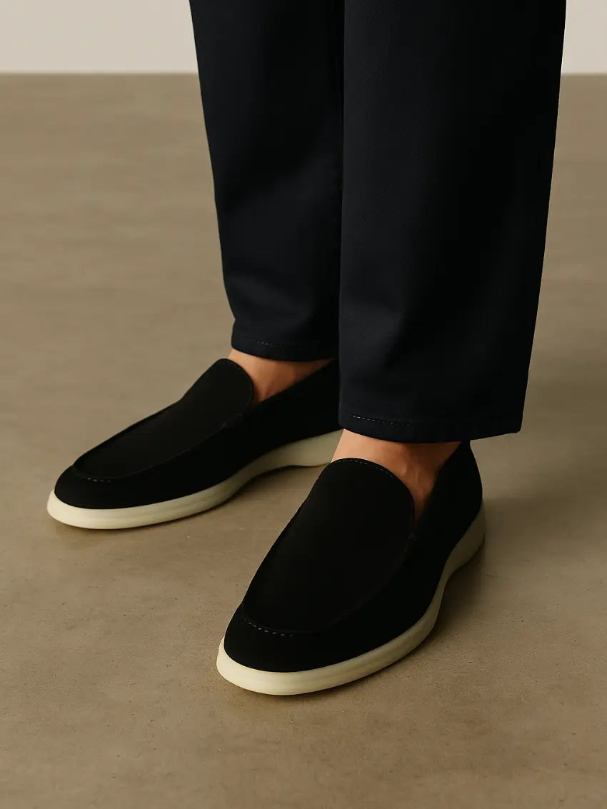 Loafer No.5 - Premium Black Suede Loafers for Men Nuvella-Lane