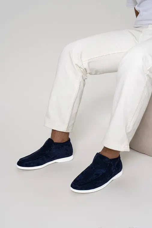 Loafer No.7 - Premium Navy Suede High-Cut Loafers for Men Nuvella-Lane