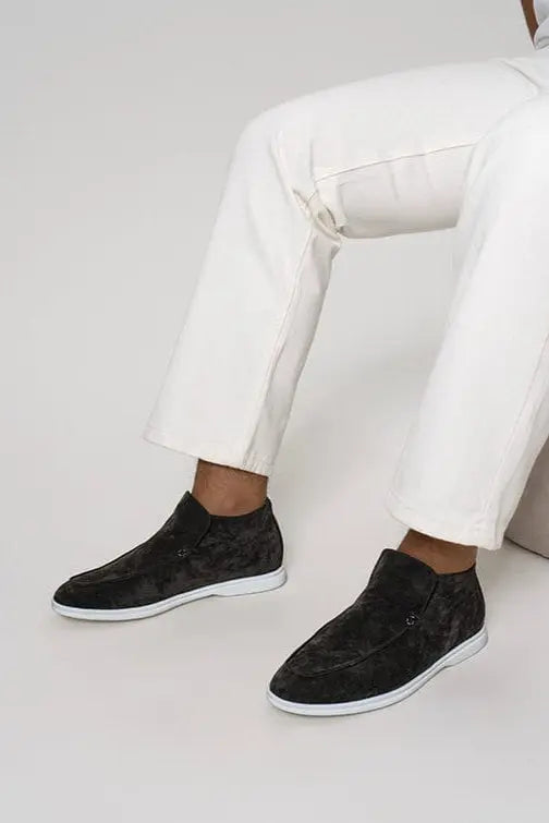 Loafer No.7 - Premium Dark Grey Suede High-Cut Loafers for Men Nuvella-Lane