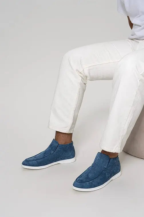 Loafer No.7 - Premium Blue Suede High-Cut Loafers for Men Nuvella-Lane