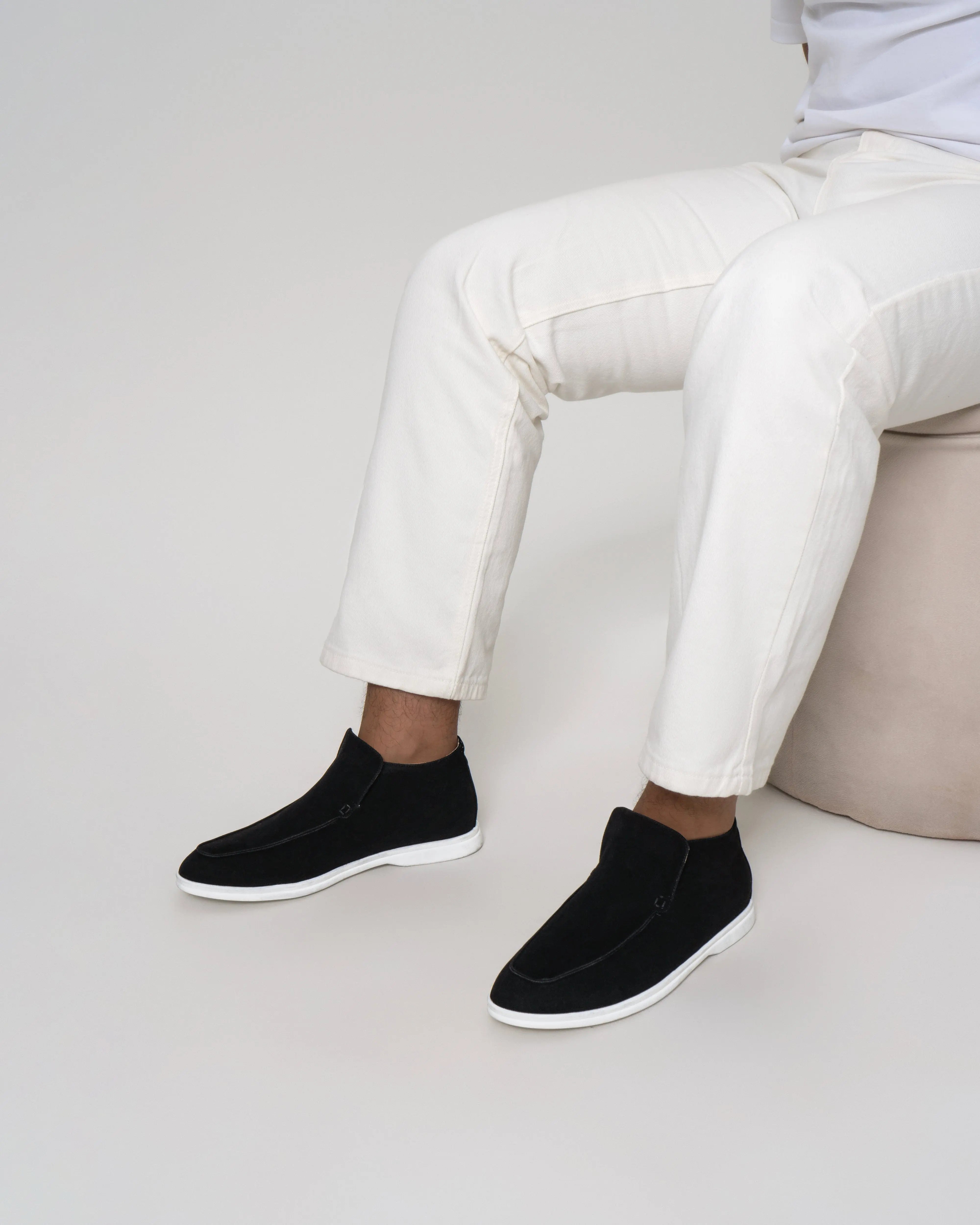 Loafer No.7 - Premium Black Suede High-Cut Loafers for Men Nuvella-Lane