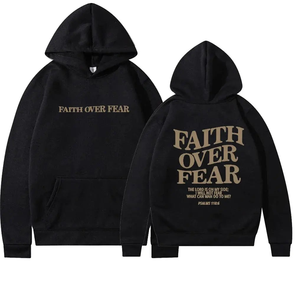Women’s Oversized Hoodie with Faith Over Fear Back Print – Multiple Colours