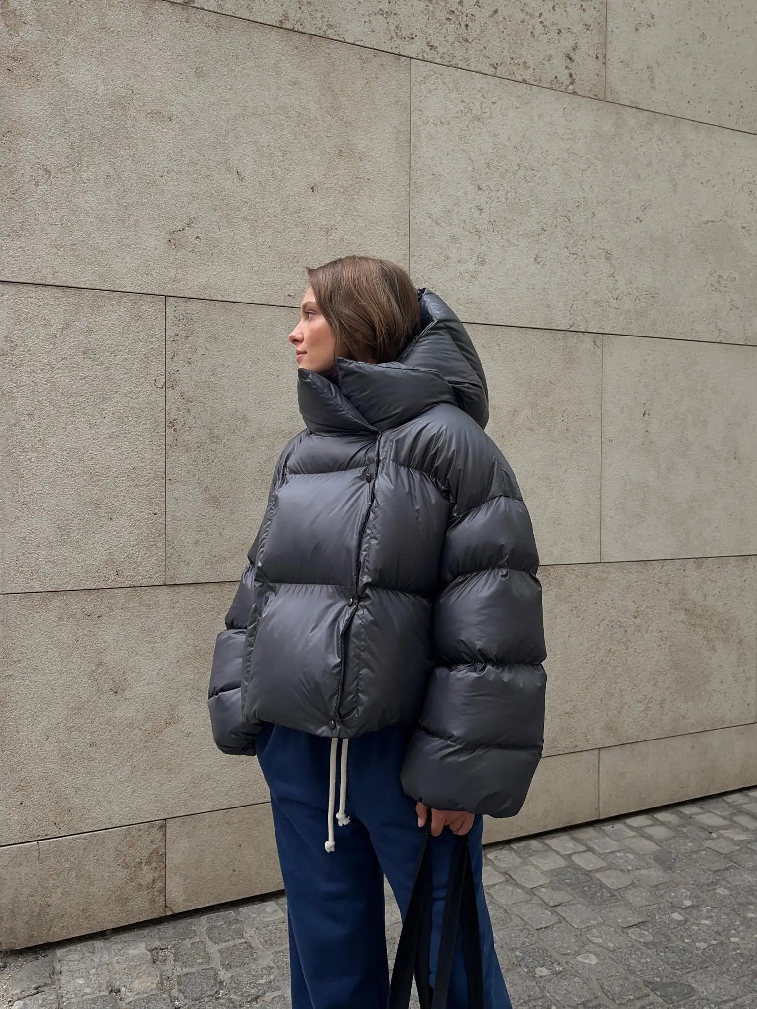 Women’s Oversized Puffer Jacket – High Collar Winter Coat