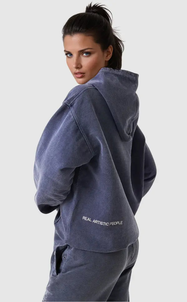 Women’s Oversized Blue Hoodie with Logo Print – Culture Collection