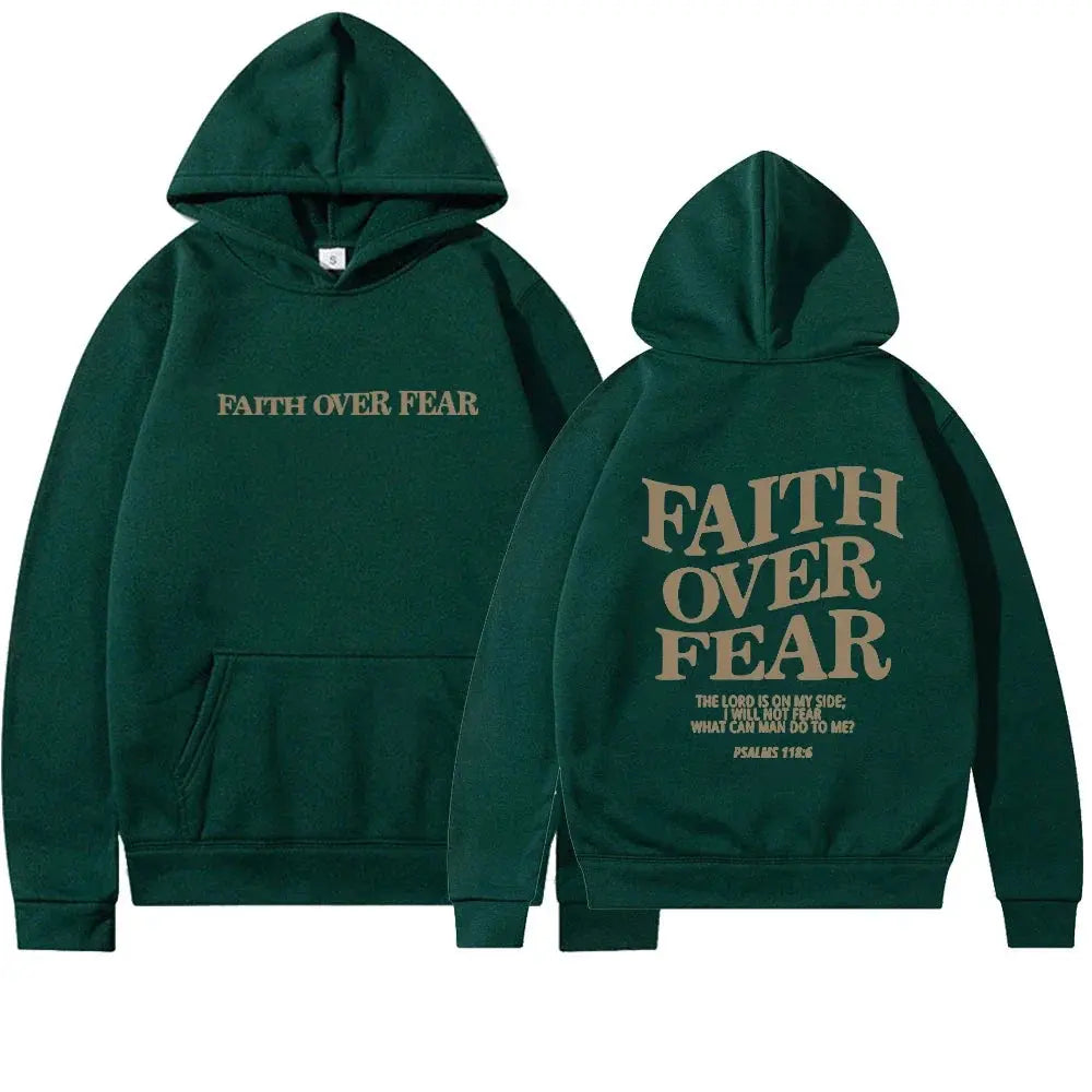 Women’s Oversized Hoodie with Faith Over Fear Back Print – Multiple Colours