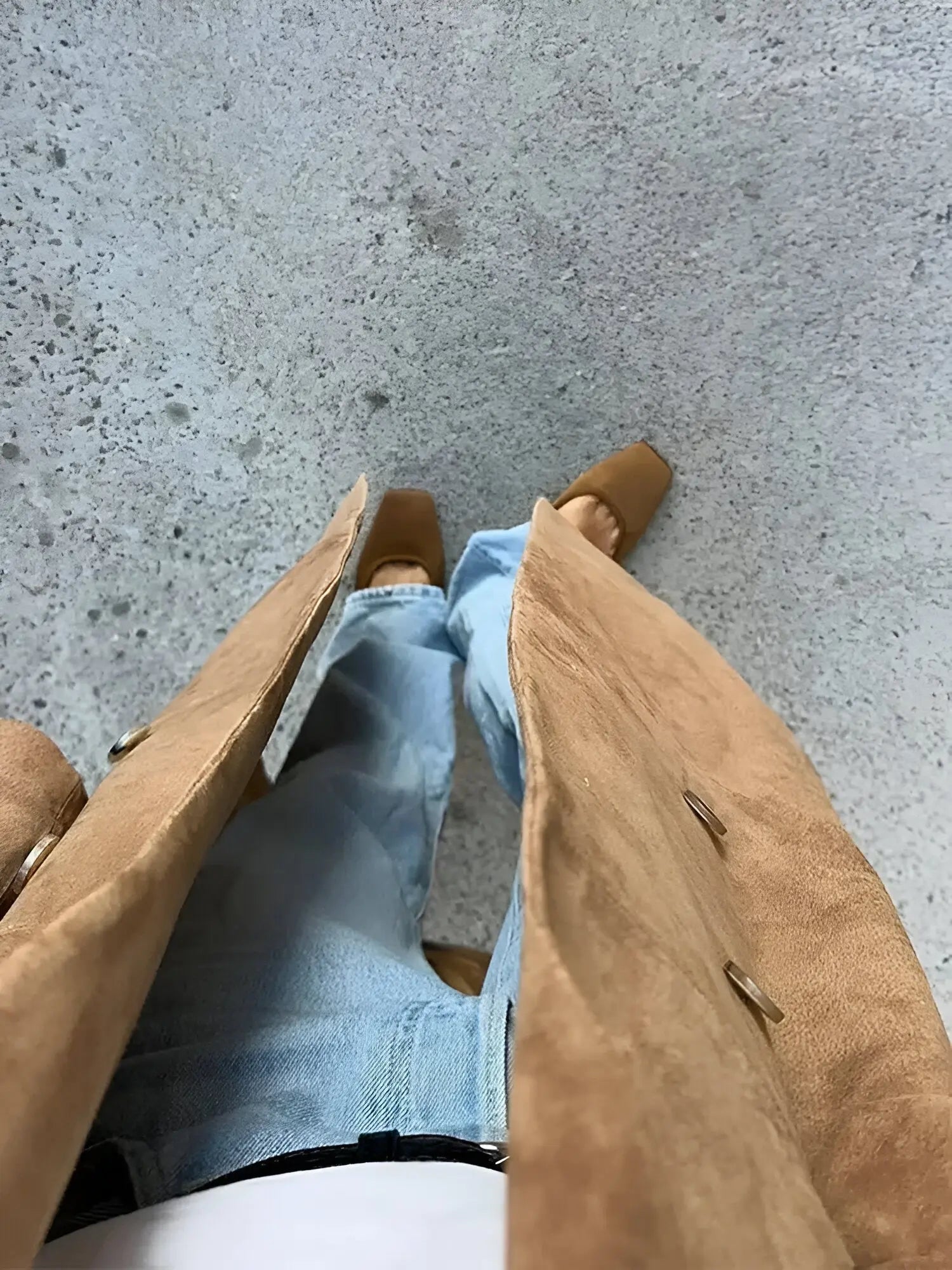 Women's Long Suede Trench Coat – Double-Breasted Tailored Overcoat