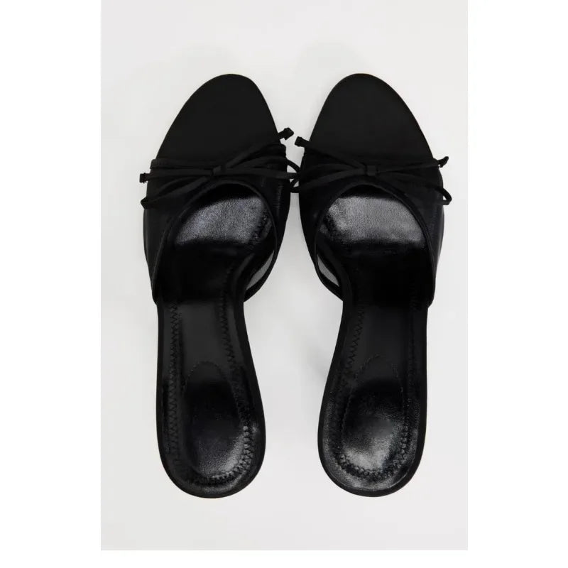 Women’s Black Mule Heels – Strappy Open Toe Sandals