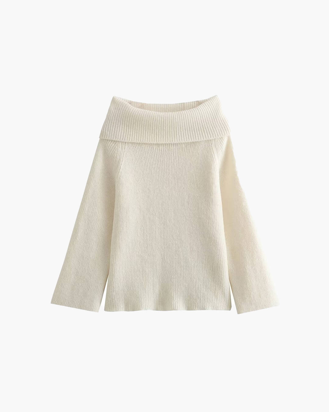 Off Shoulder Knit Dress –Sweater Dress with Folded Collar