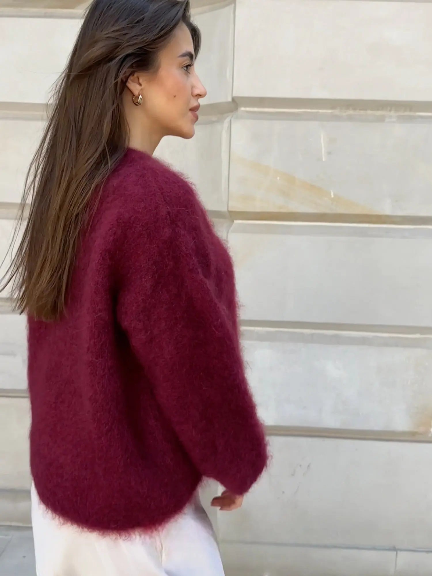 Women’s High-Neck Jumper – Available in Cream, Burgundy and Grey