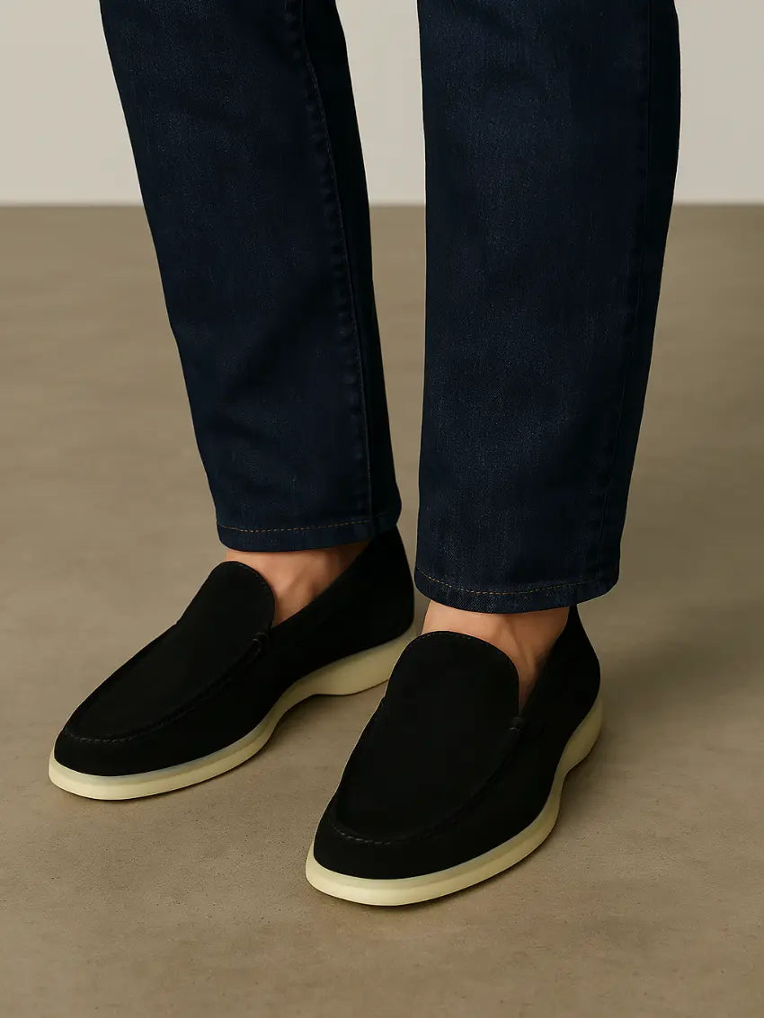 Loafer No.5 - Premium Black Suede Loafers for Men Nuvella-Lane